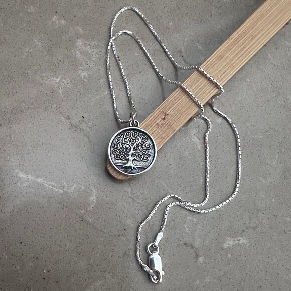 Sterling Silver Tree of Life Necklace-Double Sided Pendant - Picture 3 of 5